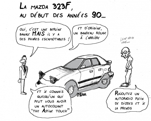 année 90,mazda,323f,dessin,souvenir